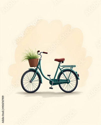 Wallpaper Mural Bicycle with Small Front Basket on Pastel Background Torontodigital.ca