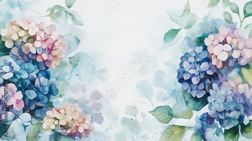 Wallpaper Mural watercolor botanical Hydrangea flowers texture template background.Elegant wedding invitation card background . Minimal hand painted Design for wedding or Valentine's Day Torontodigital.ca