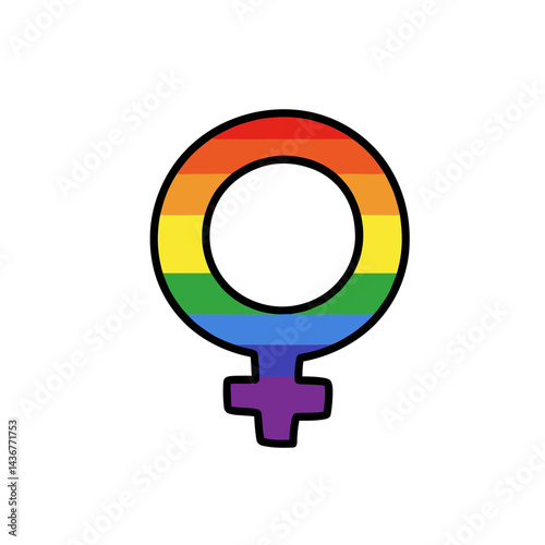 Rainbow Female Symbol Representing Gender Equality and Inclusivity  