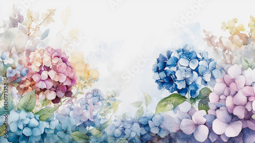 Wallpaper Mural watercolor botanical Hydrangea flowers texture template background.Elegant wedding invitation card background . Minimal hand painted Design for wedding or Valentine's Day
 Torontodigital.ca