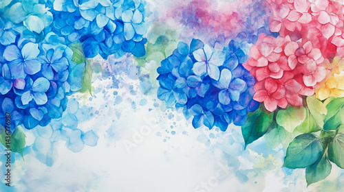 Wallpaper Mural watercolor botanical Hydrangea flowers texture template background.Elegant wedding invitation card background . Minimal hand painted Design for wedding or Valentine's Day
 Torontodigital.ca