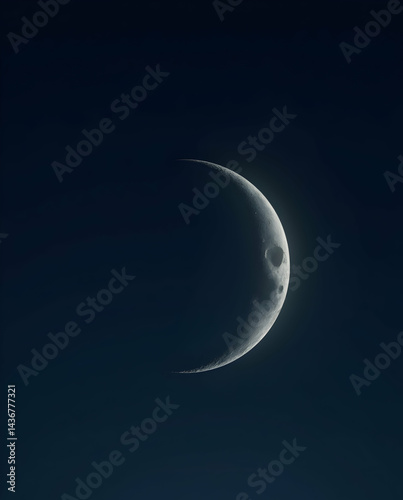 Crescent Moon with Delicate Outline
