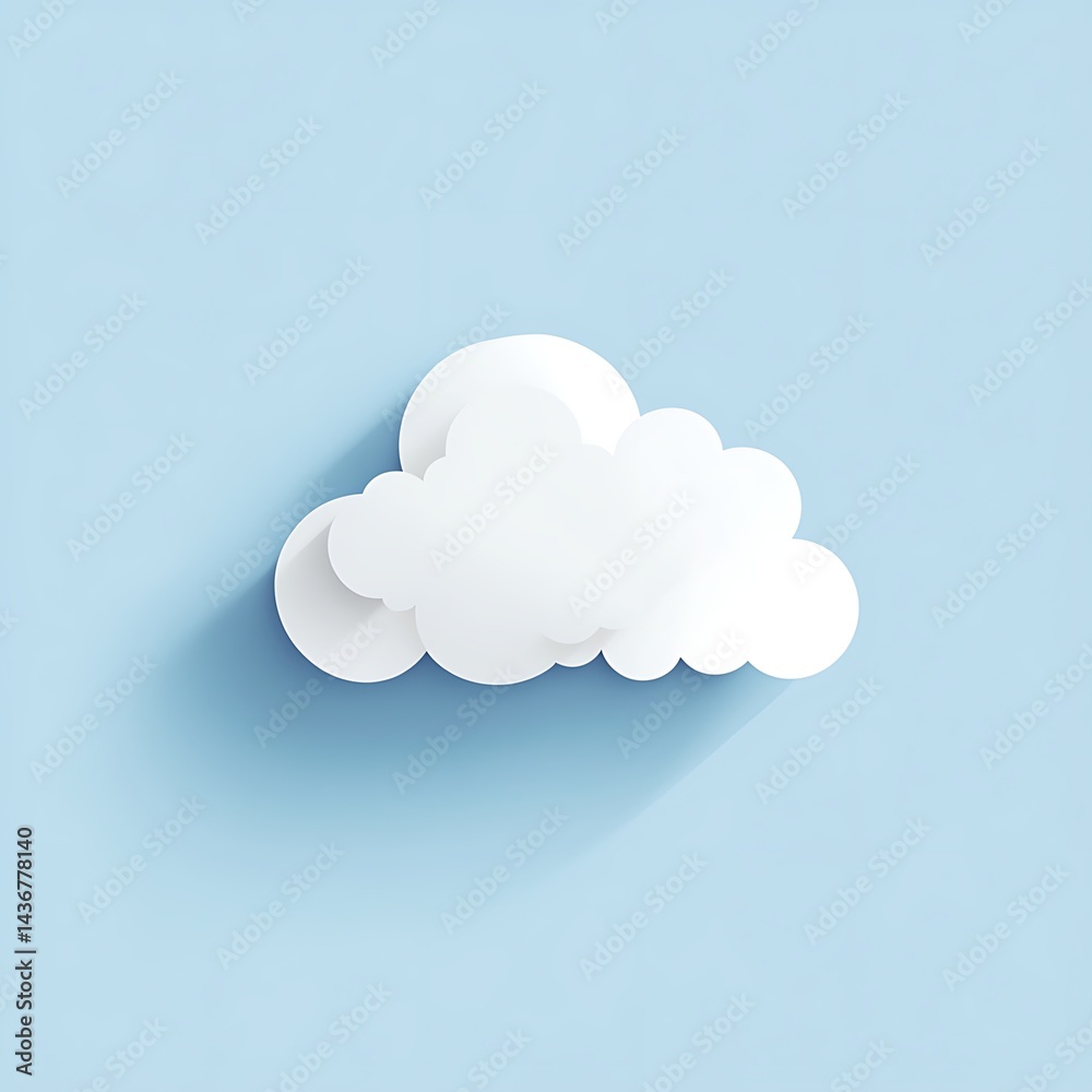 White paper cloud floating on a light blue background. AI Generative