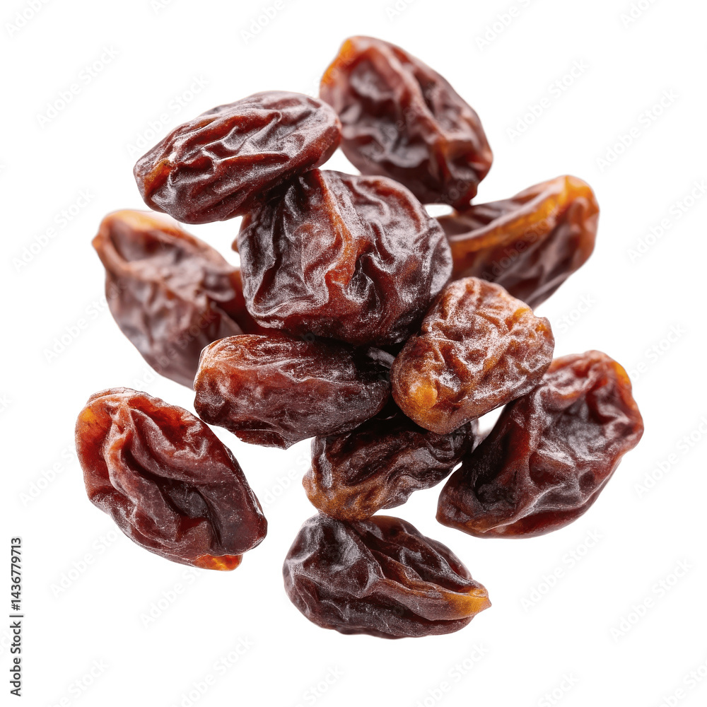 Dried Fruit Raisins Floating Deep Brown Glossy