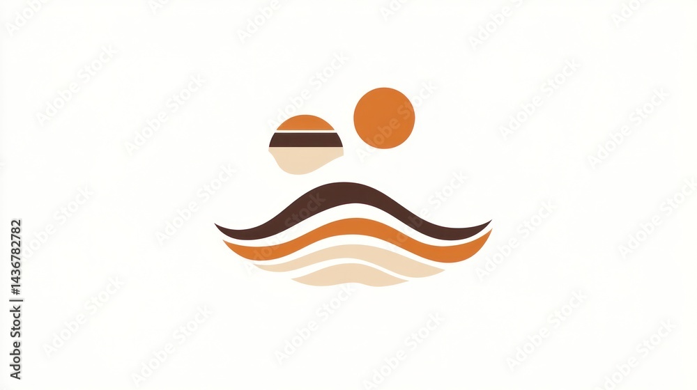 Naklejka premium Abstract Design with Waves and Suns