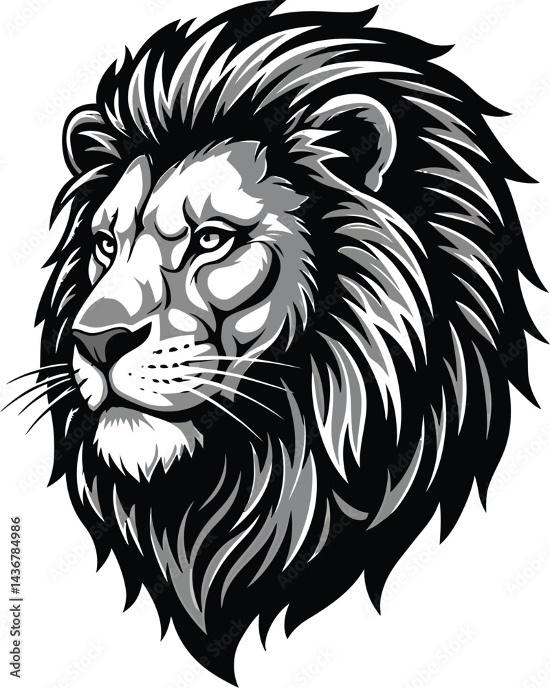 Obraz premium Majestic Lion Head Vector Logo