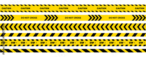 Caution tape set of yellow warning ribbons. 
Police Line Tape. stripes vector police tape. Yellow caution tape on a transparent background.