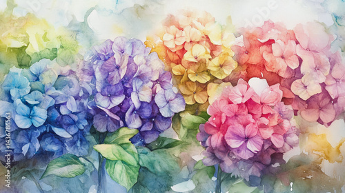 Wallpaper Mural watercolor botanical Hydrangea flowers texture template background.Elegant wedding invitation card background . Minimal hand painted Design for wedding or Valentine's Day Torontodigital.ca