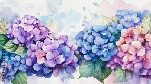 Wallpaper Mural watercolor botanical Hydrangea flowers texture template background.Elegant wedding invitation card background . Minimal hand painted Design for wedding or Valentine's Day Torontodigital.ca