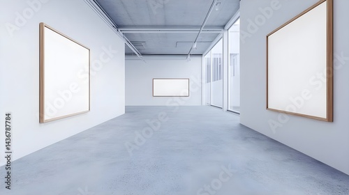 Large Light Wooden Frames in Modern Minimalist Art Gallery