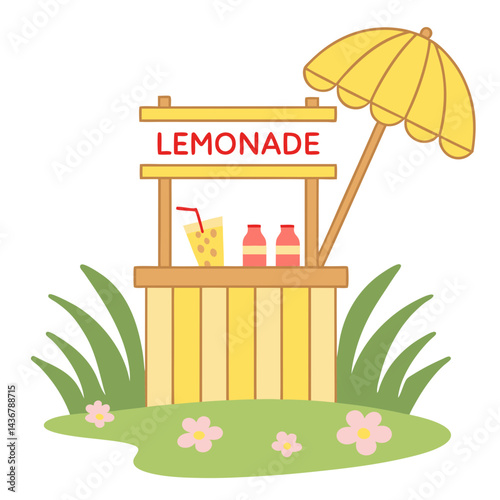 Cartoon Lemonade Stall with Umbrella

