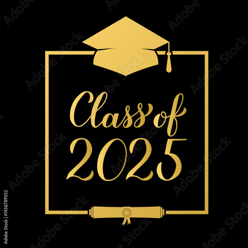 Obraz na płótnie Class of 2025 lettering. Congratulations to graduates typography poster. Vector template for greeting card, banner, sticker, label, etc. w salonie