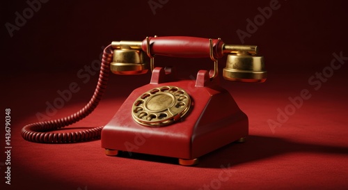 Red Retro Telephone Illustration