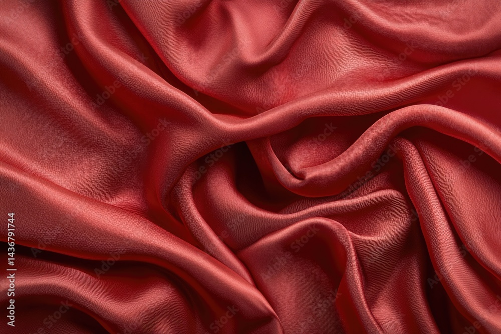Obraz premium A rich, deep crimson silk fabric draped in soft folds