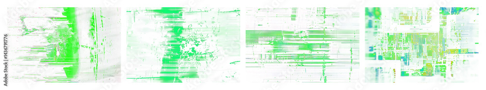 Obraz premium PNG Abstract digital green glitch, element set on transparent background