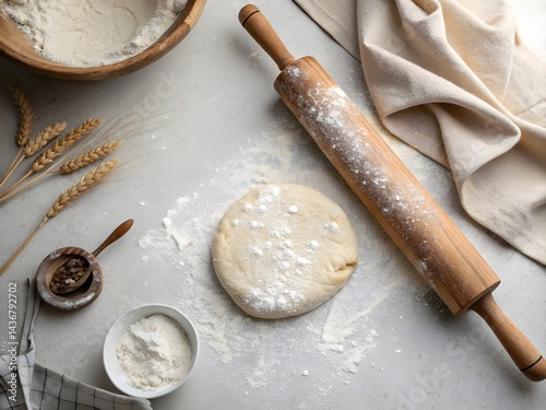 dough and rolling pin