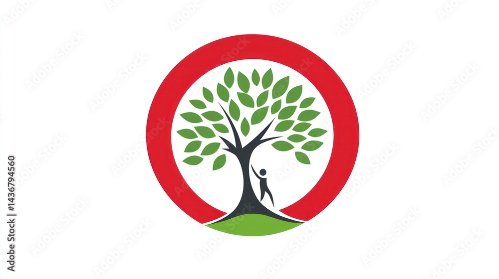 Obraz premium Tree logo design with person