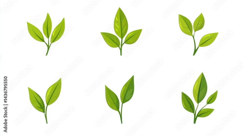 Tea leaves illustrations, set design Tea leaves illustrations, set design