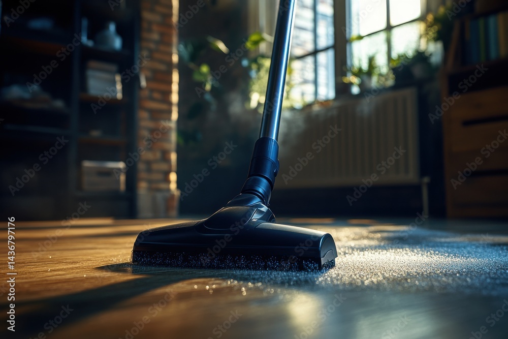custom made wallpaper toronto digitalClose-up of a vacuum cleaner nozzle on hardwood floor, sunlight streaming through window, creating a warm atmosphere.