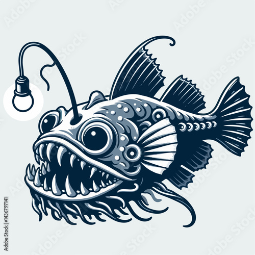 cartoon angler fish vector illustration