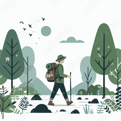 vector illustration of people exploring nature