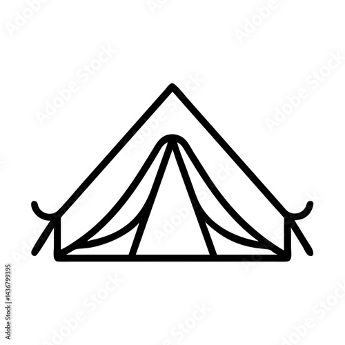 Tent icon in outline style for camping, outdoor, and adventure concept - 2