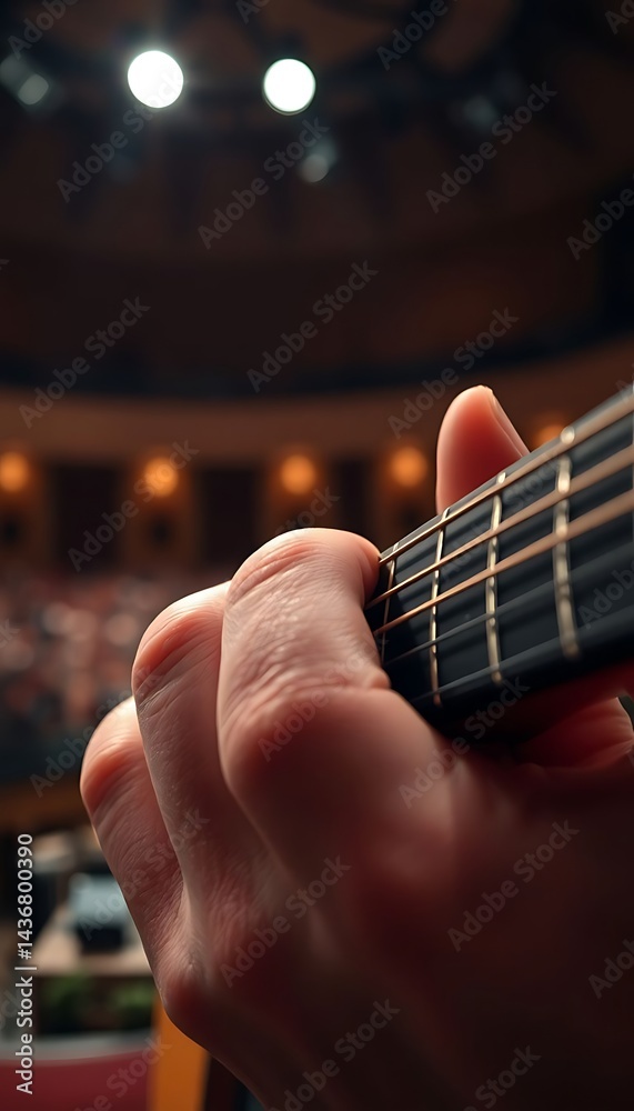 Fototapeta premium person playing a guitar in a concert hall