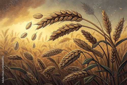 ears of wheat on sunset
