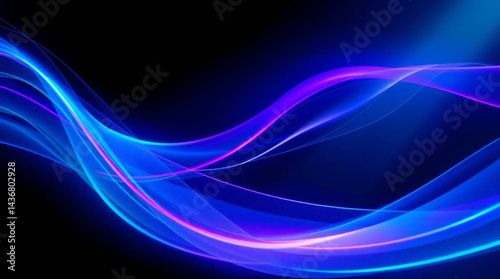 Abstract image featuring flowing neon lines in shades of blue and pink on a dark background style design created with generative ai