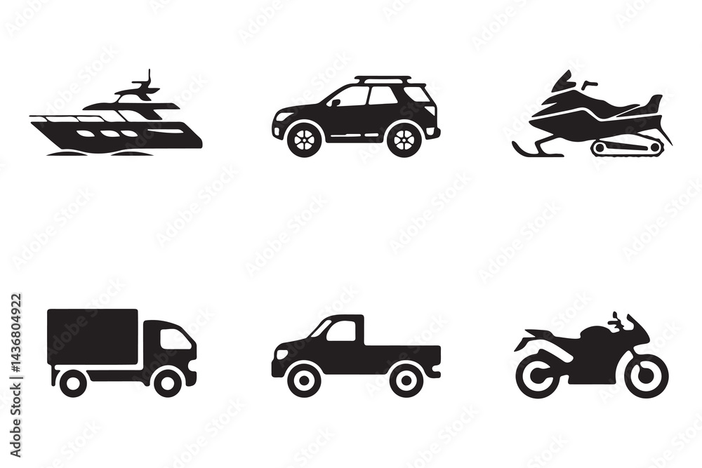 Fototapeta premium Vector Icons of Various Vehicles