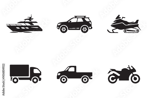 Vector Icons of Various Vehicles