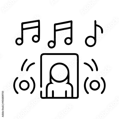 Soothing music illustration with sound waves and notes  