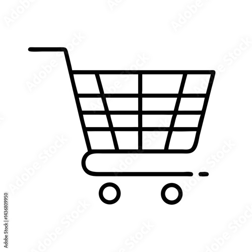 Shopping cart outline illustration on a minimalist background  