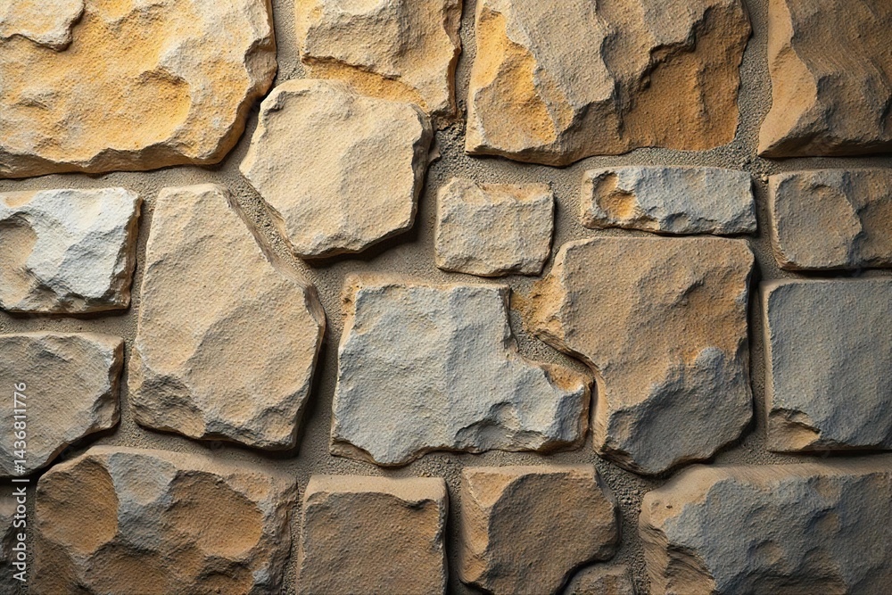 Obraz premium Stone wall with natural cracks forming a pattern, irregular, surface