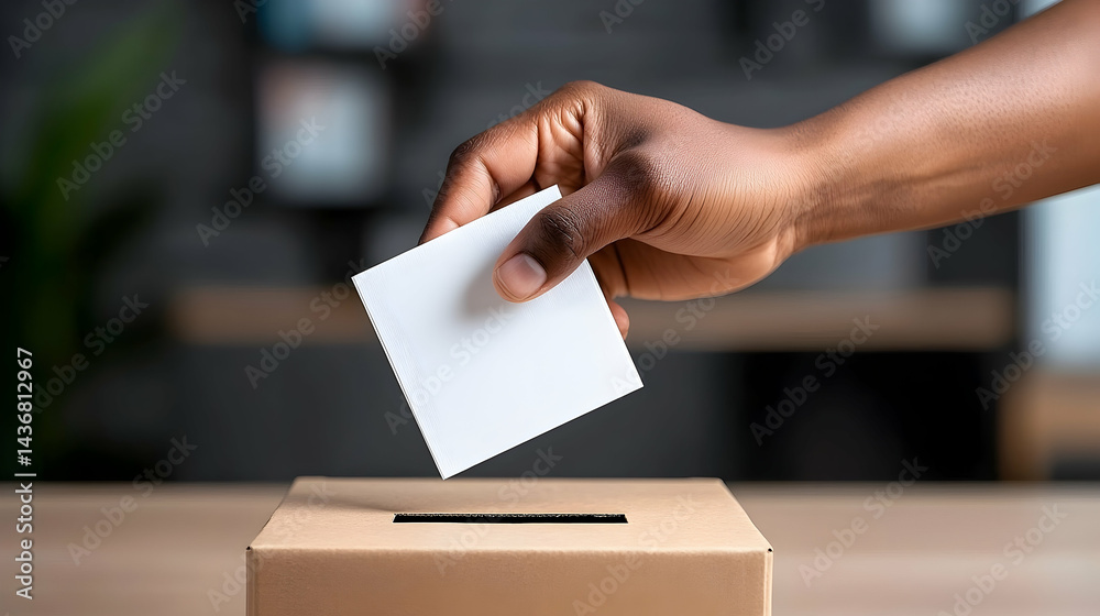 Person's Hand Inserting Ballot into Voting Box Person's Hand Inserting Ballot into Voting Box