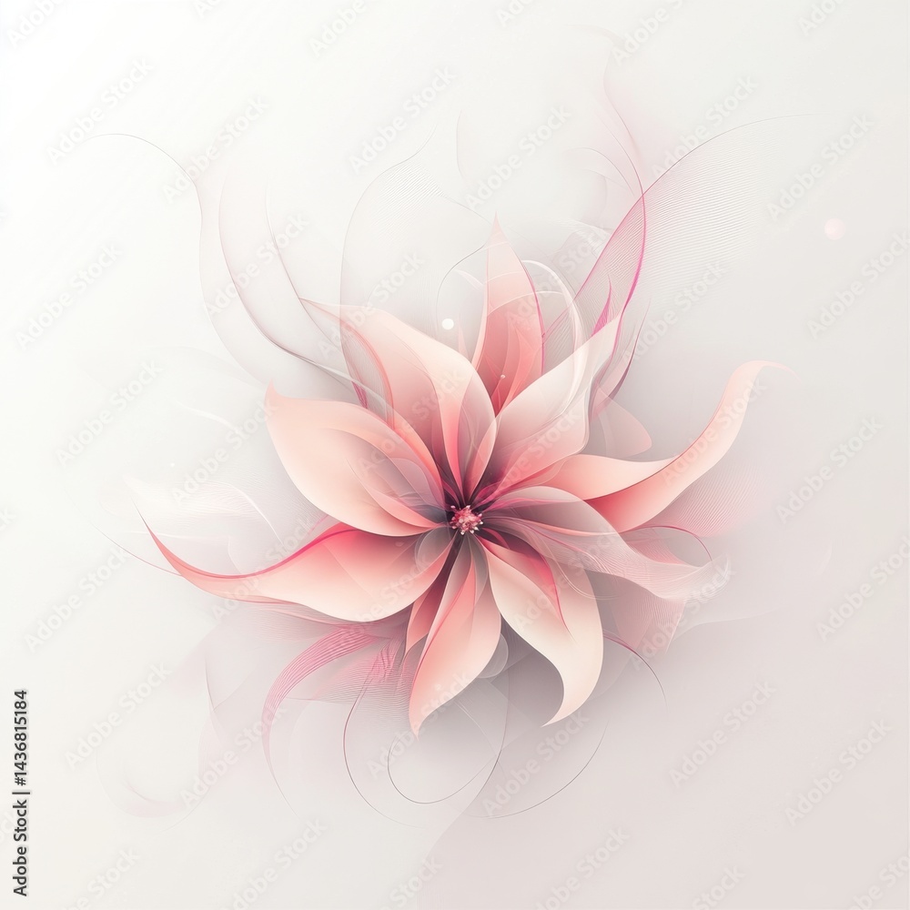 Obraz premium A delicate pink abstract flower design with soft curves and light, ethereal tones.