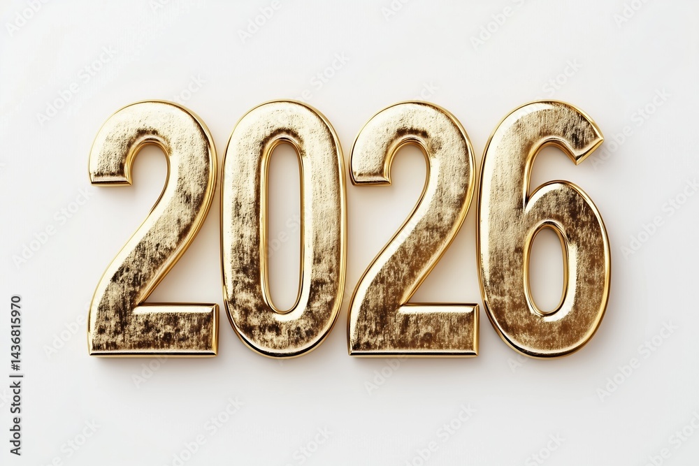 Elegant golden text render of the year 2026 on a simple white background showcasing sophistication and modern design elements Elegant golden text render of the year 2026 on a simple white background showcasing sophistication and modern design elements
