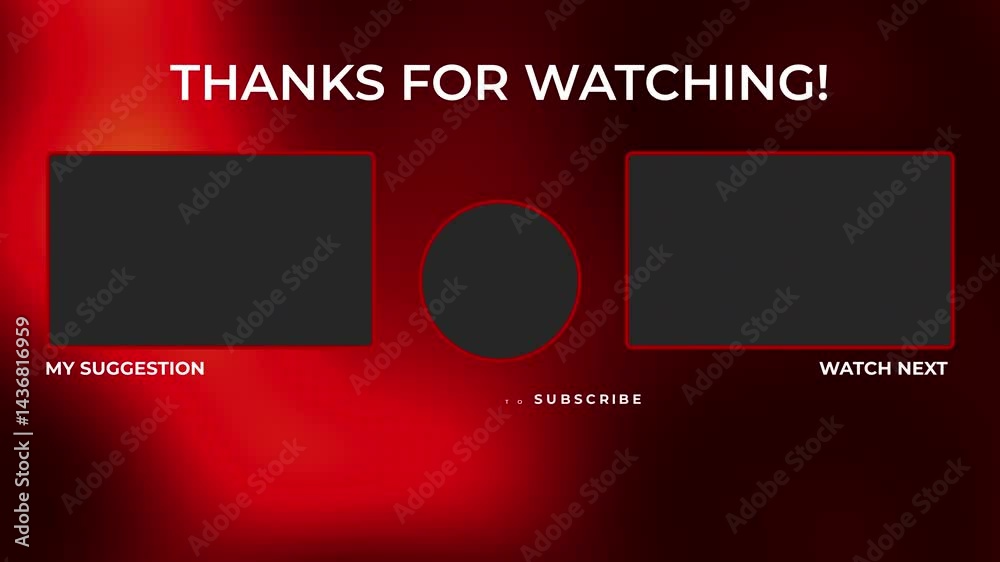 Don't forget to subscribe. Social Media Template for Youtube Channel. Luxury and modern Red theme. Thanks for Watching. Video Template Card. 