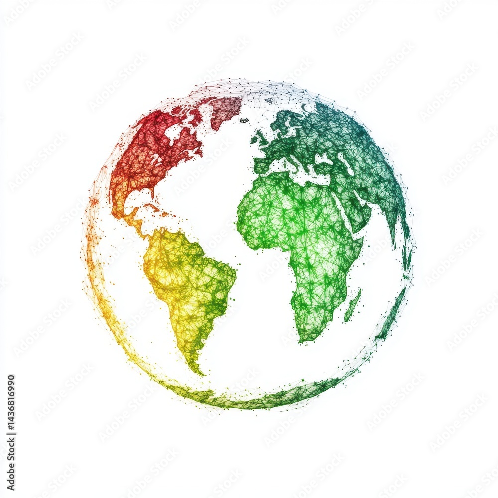 Obraz premium Colorful abstract globe design representing connectivity and sustainability.