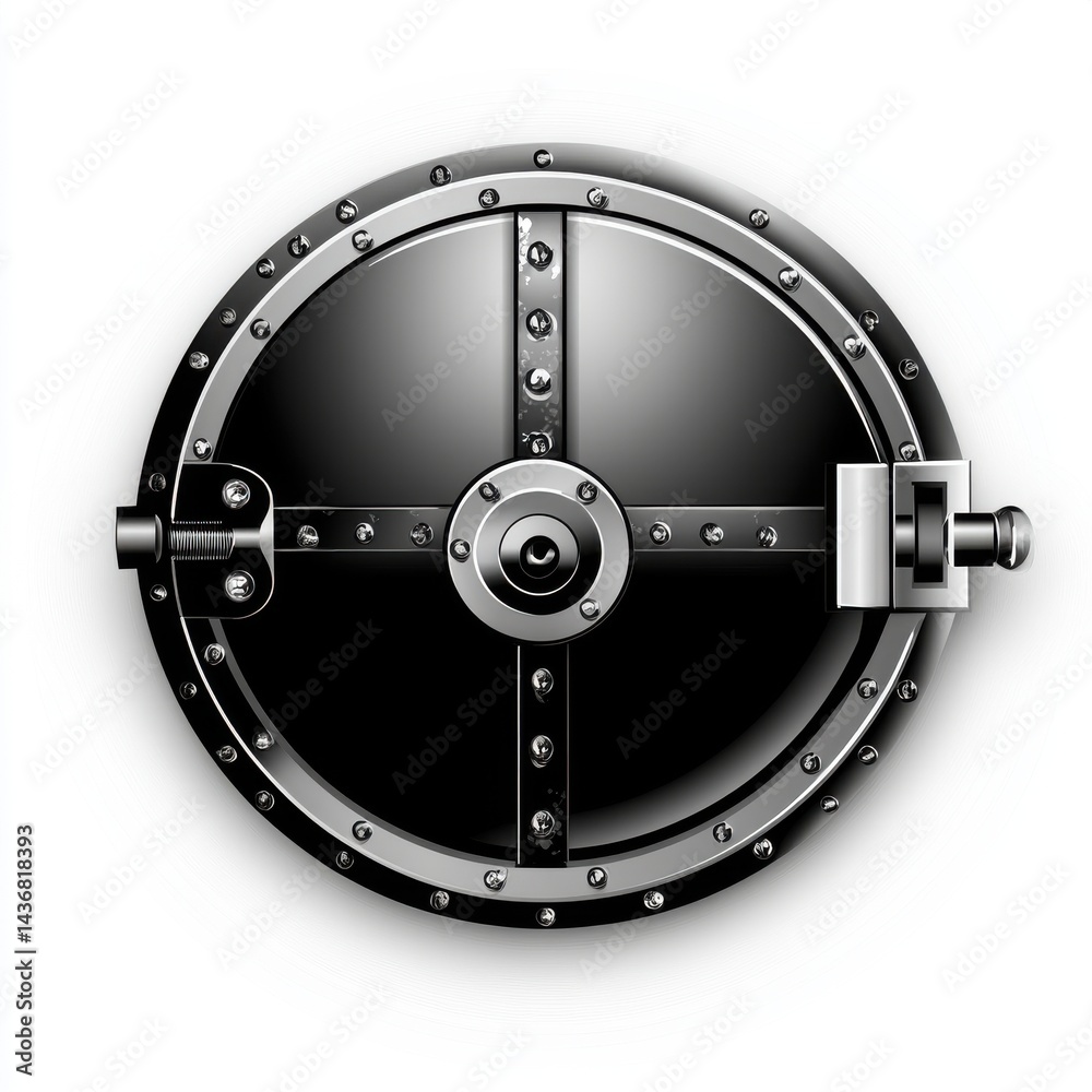 Obraz premium A detailed black vault door with metallic accents, emphasizing security and strength.
