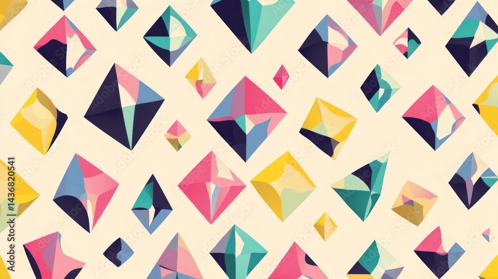Colorful diamond shapes create a vibrant pattern, ideal for decorative backgrounds Colorful diamond shapes create a vibrant pattern, ideal for decorative backgrounds