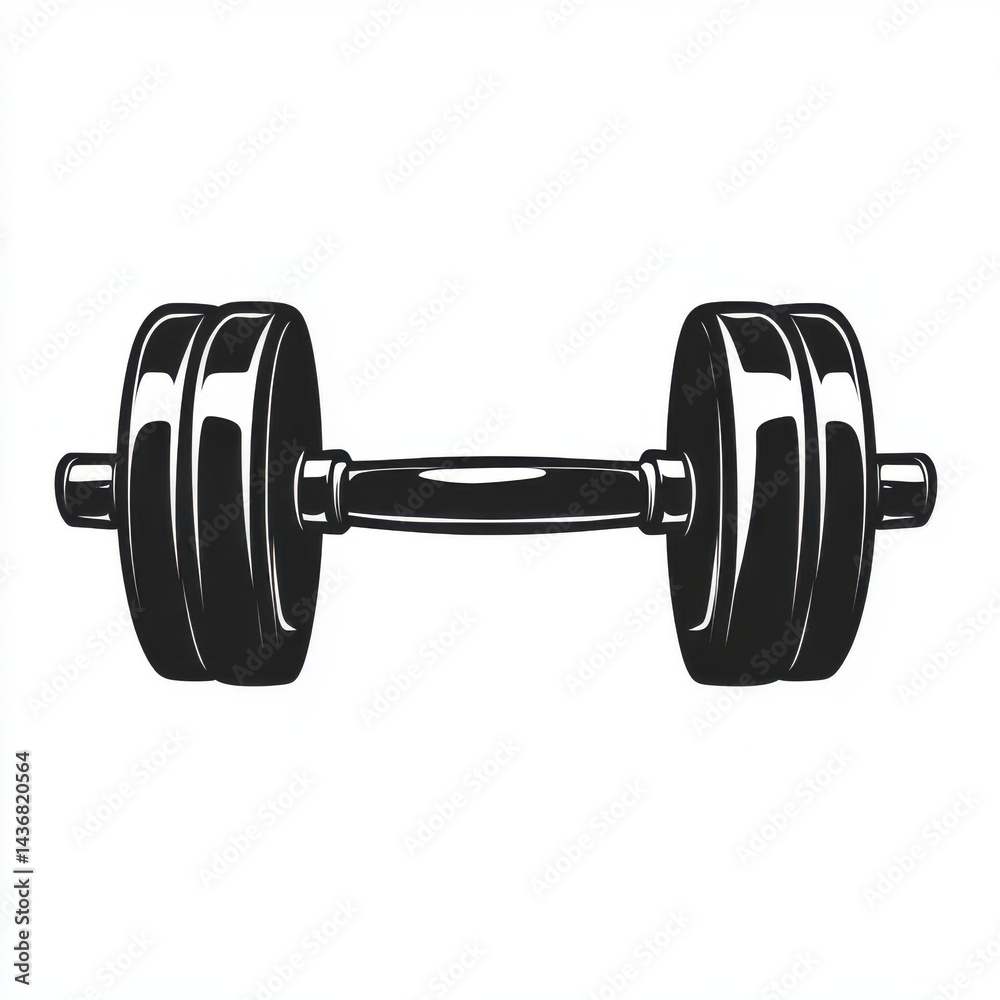 Naklejka premium A sleek black barbell weight with shining metallic details, perfect for fitness enthusiasts.