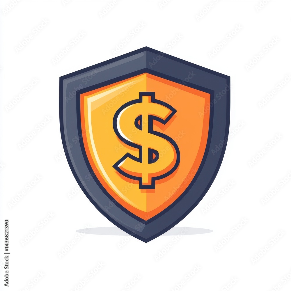 A modern shield emblem featuring a dollar sign, representing financial security and protection.