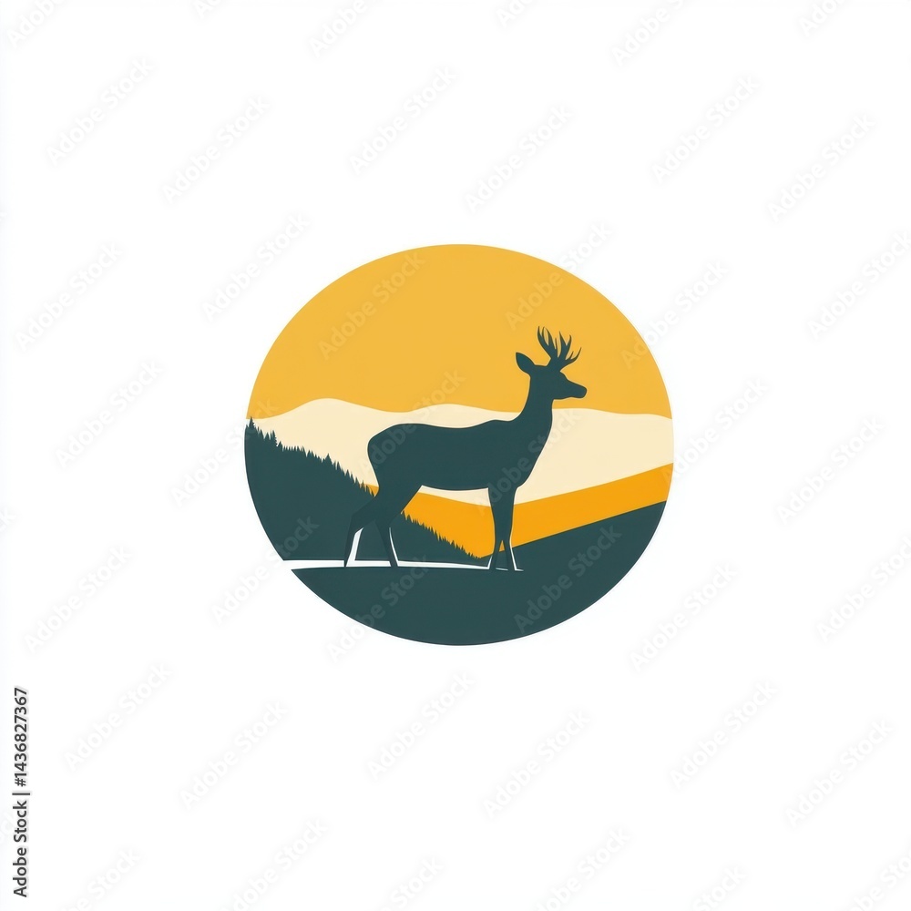 Silhouette of a deer against a calming sunset backdrop, highlighting nature's beauty.