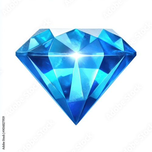 A sleek 3D diamond icon designed in a cartoon plastic style, perfect for jewelry branding and gemstonefocused art.