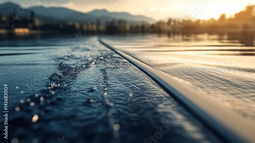 Wallpaper Mural Serene sunset view over a tranquil lake with gentle waves reflecting golden hues. Torontodigital.ca