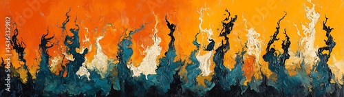 Obraz na płótnie Abstract art, flames, orange background w salonie
