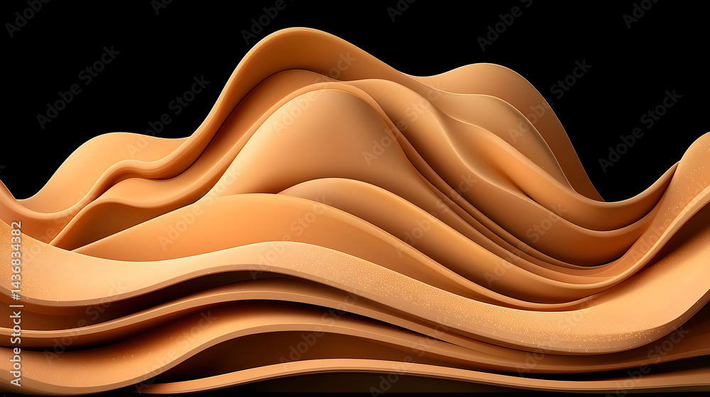 Fototapeta premium Abstract Golden Waves with Particles