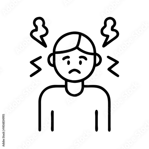 Nervous person feeling stressed with visual symbols of anxiety  