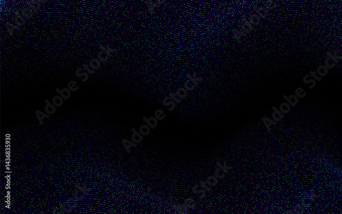 Abstract background. Dots create wavy lines that create a dynamic 3D wave effect. This design creates a modern and technological feel. Perfect for a background or digital art project.